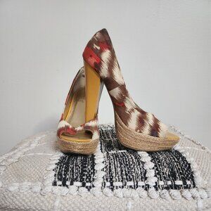 Bamboo Open Toe Platform Heel